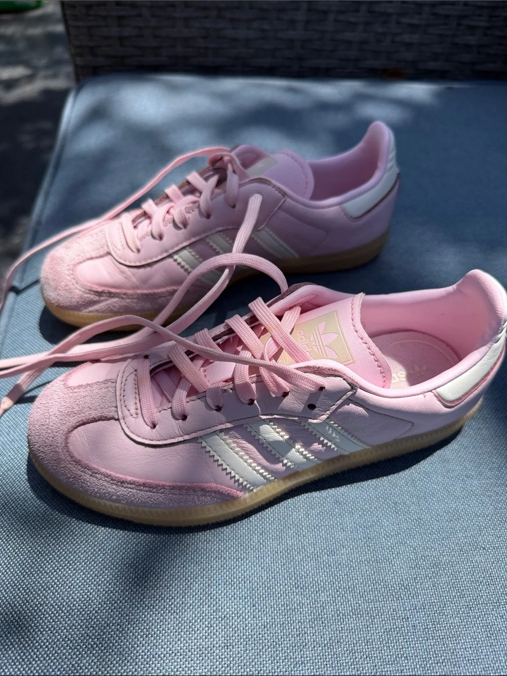 adidas big kids Samba Pink and White Low-Profile Sneakers